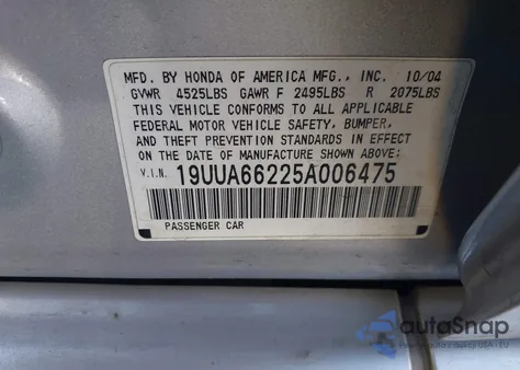 2005 Acura Tl from USA, damaged, VIN 19UUA66225A006475